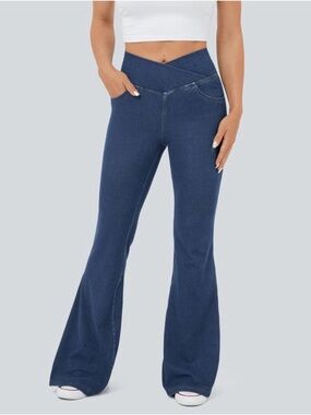 Halara Flex High Waisted Crossover Pocket Cool Touch Washed Casual Jeans